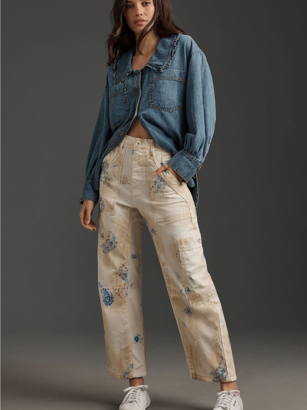 NWT Anthropologie Pilcro Millie Printed Barrel Cargo Pants 27 Petite